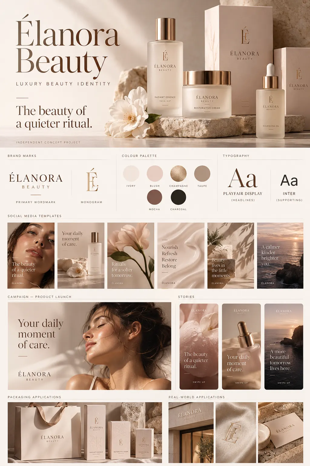 Élanora Beauty — Luxury beauty identity concept presentation