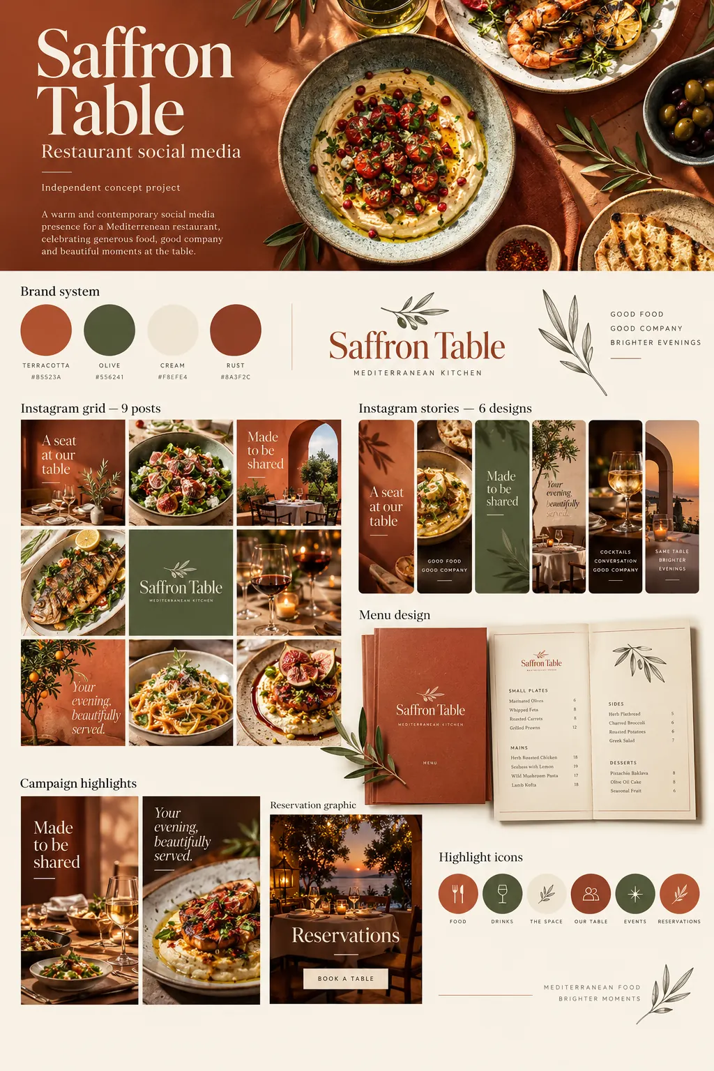 Saffron Table — Restaurant social media concept presentation